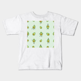 Avocados practicing yoga with cute expression Kids T-Shirt